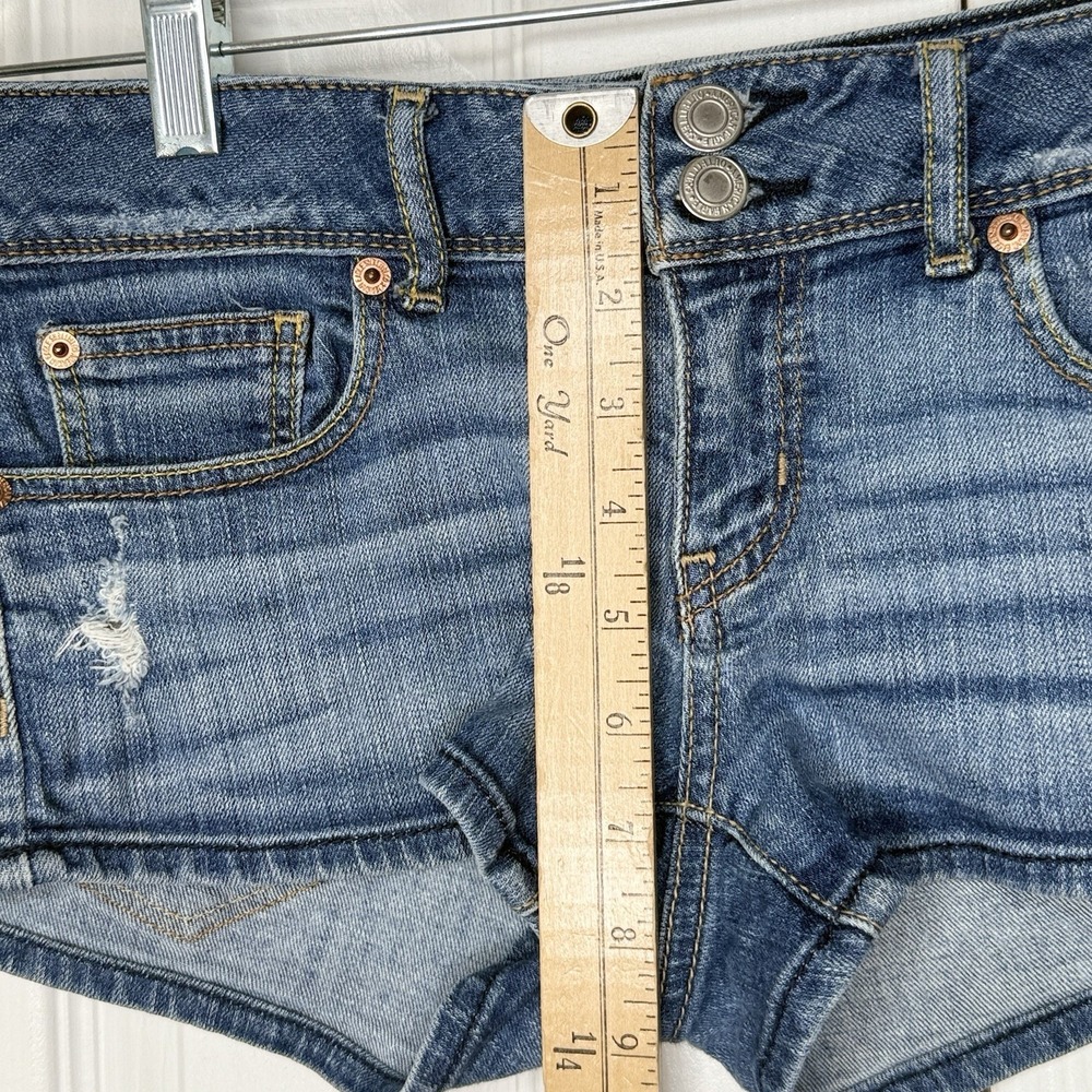 AMERICAN EAGLE Denim Shorts 6 Low Rise Button Flap Pocket Jean Shortie 2010 Y2K - Picture 6 of 10